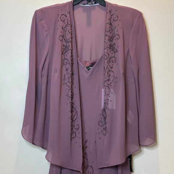 NWD R&M Richards Dark Rose 2 Piece Evening Jacket Dress Set Womens Plus Size 20W - Picture 3 of 16